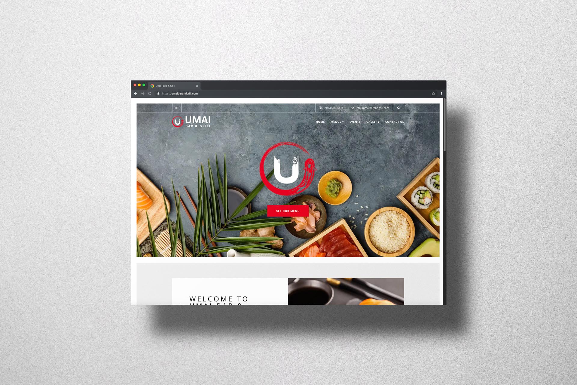 Umai Bar & Grill home page