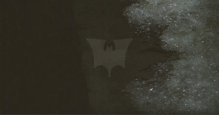 Bat symbol on a dark, grungy background